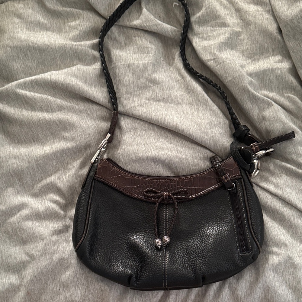Brighton Black and Brown Leather Shoulder Bag